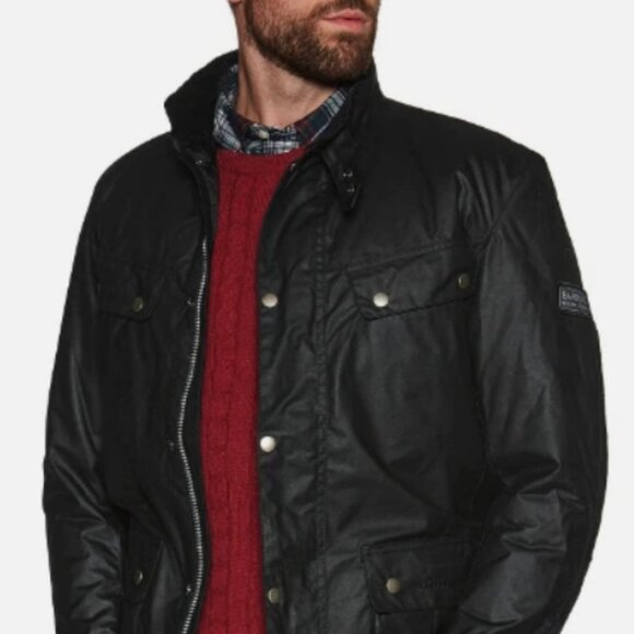 Barbour Tourer DUKE Waxed Motorcycle Style Jacket in Black MSRP$485 British Lux - Picture 13 of 16